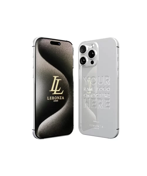 Latest Leronza Luxury Personalized Platinum iPhone 15 Pro Max Elite Edition