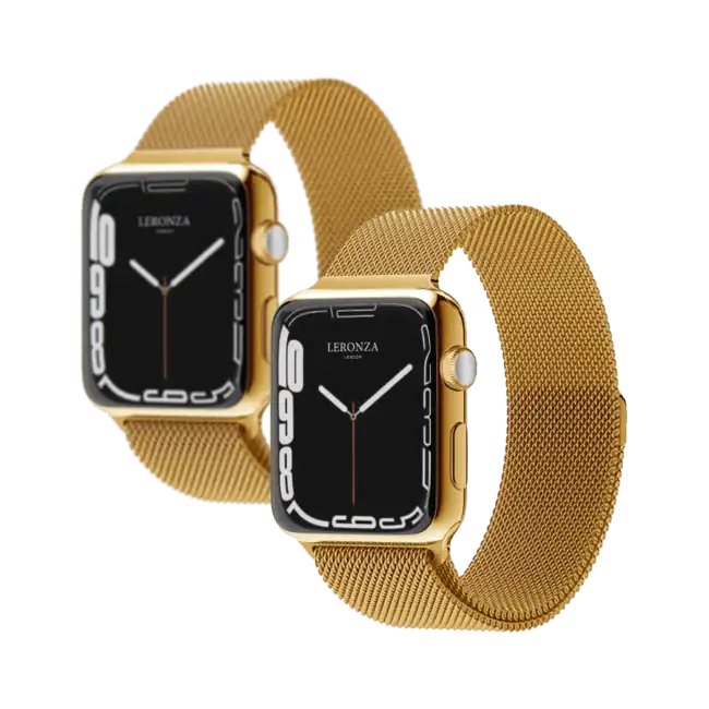24k gold apple watch series 9 with milanese strap