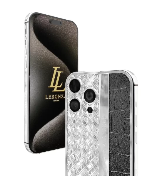 New Leronza Luxury Customized Platinum iPhone 15 Pro Max Knots & Leather Edition