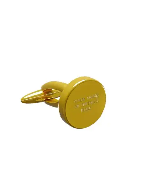 Leronza Luxury Personalized 24k Gold Round Cufflinks, Men's Luxury Gift