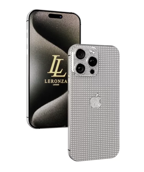 Leronza Platinum Apple iPhone 15 Pro Full Crystals