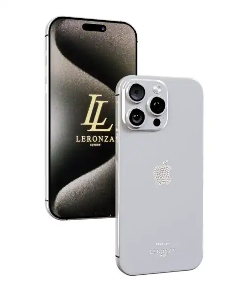 Leronza Platinum Apple iPhone 15 Pro swarovski logo