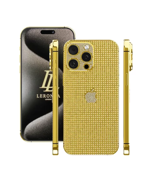 New Leronza Luxury 24k gold iPhone 15 Pro Max Full Swarovski Diamonds