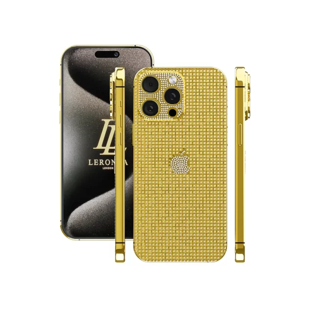 New Leronza Luxury 24k gold iPhone 15 Pro Max Full Swarovski Diamonds
