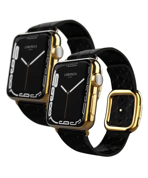 24k gold apple watch series 9 with black python strap