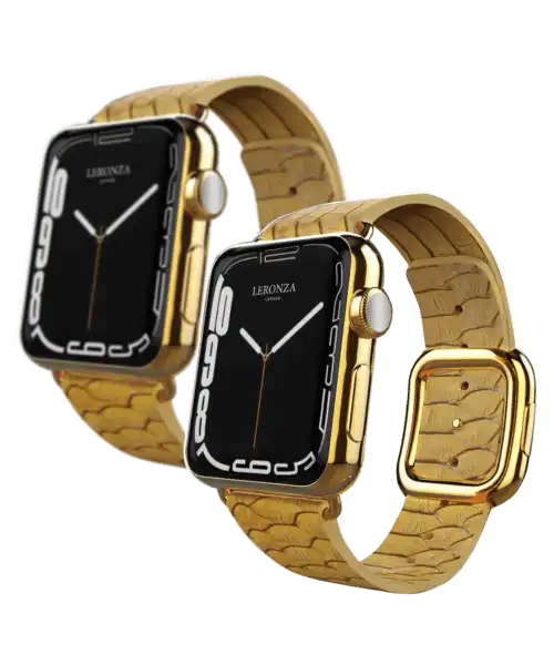 24k gold apple watch series 9 with gold python strap