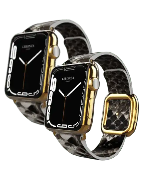 24k gold apple watch series 9 with natural python strap