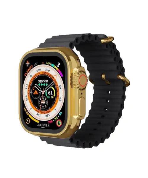 Leronza Luxury Customized 24k Gold Apple Watch Ultra 2 with Midnight Ocean Band