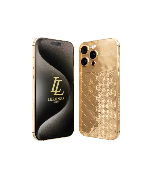 leronza luxury Rose Gold iphone 15 pro max acesas