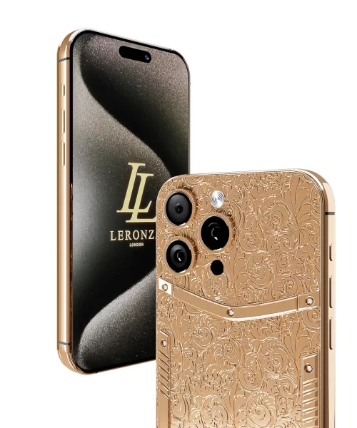 Latest Leronza Luxury Customized Rose Gold iPhone 15 Pro Max Royale Edition