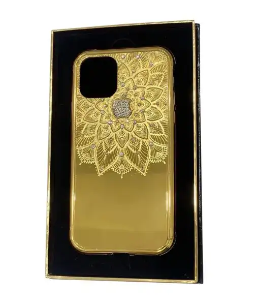 Luxury Gold iPhone 15 Pro and Pro Max Casing Flower with Crystals Limited