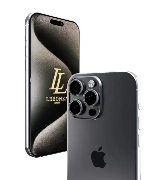 Leronza Luxury Personalized Platinum iPhone 15 Pro Max Black titanium