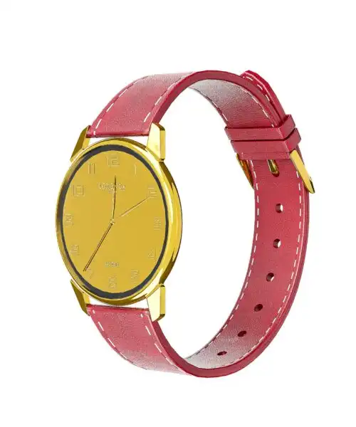 24k gold personalized watch with red strap