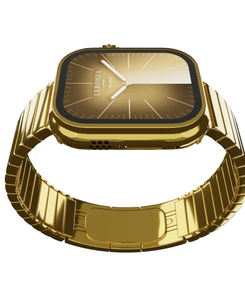 Leronza Luxury Customized 24k Gold Apple Watch Ultra 2 with Link Band