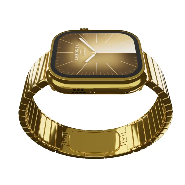 Leronza Luxury Customized 24k Gold Apple Watch Ultra 2 with Link Band