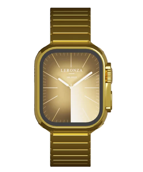 Latest Leronza Luxury 24k Gold Apple Watch Ultra 2 with Link Band