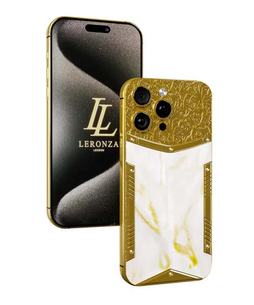 Leronza 24k Gold Apple iPhone 15 Pro Mother of Pearl Royale