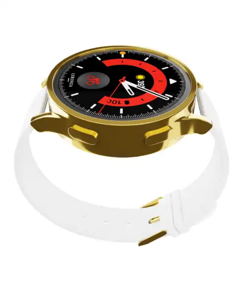24k Gold Samsung Galaxy Watch 6 with White Leather Strap