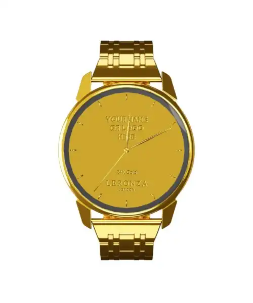 Leronza Luxury 24k gold Personalized Watch with free engraving