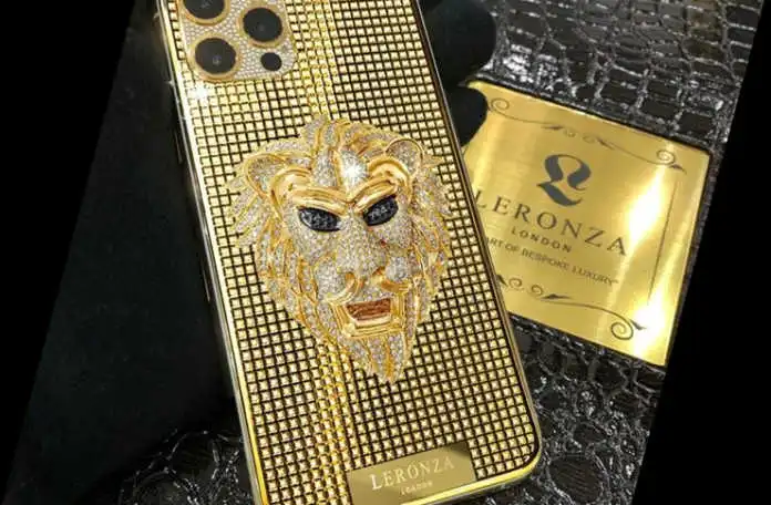 leronza luxury 24k Gold iphone 15 pro max customize lion head Diamond