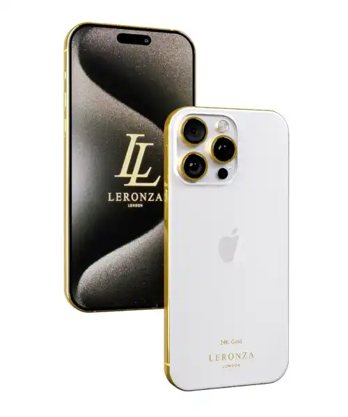 Leronza 24k Gold Apple iPhone 15 Pro Classic White