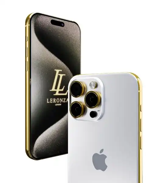 New Leronza Luxury 24k Gold iPhone 15 Pro Max White Titanium