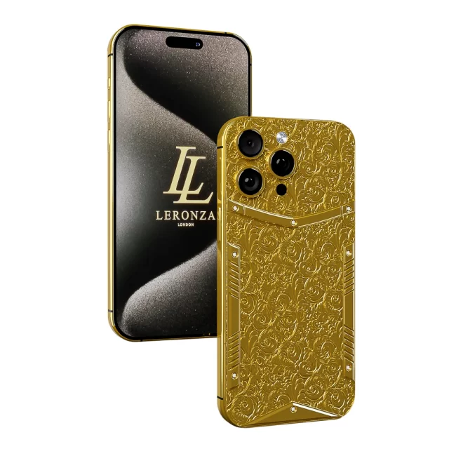 Leronza 24k Gold Apple iPhone 15 Pro Floral Edition
