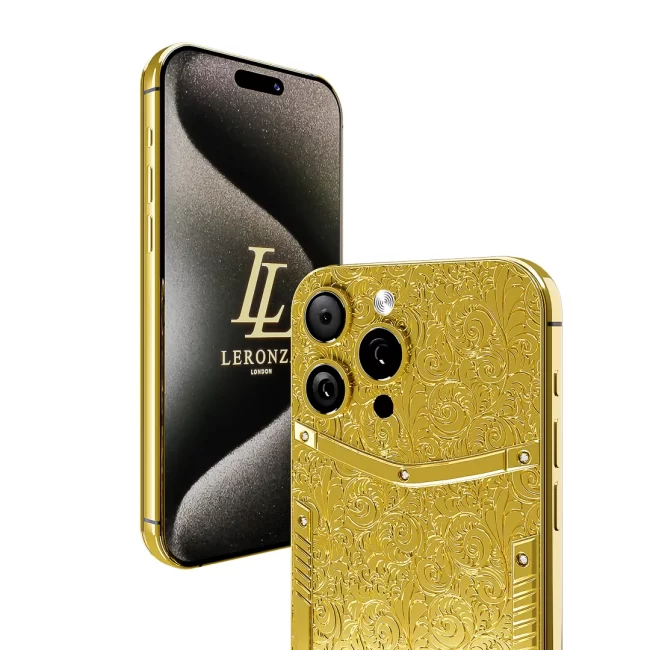 New Leronza Luxury 24k gold Apple iPhone 15 Pro Max Flora Edition