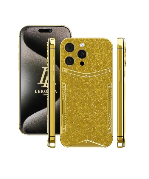 Personalized 24k gold Apple iPhone 15 Pro Max Flora Edition