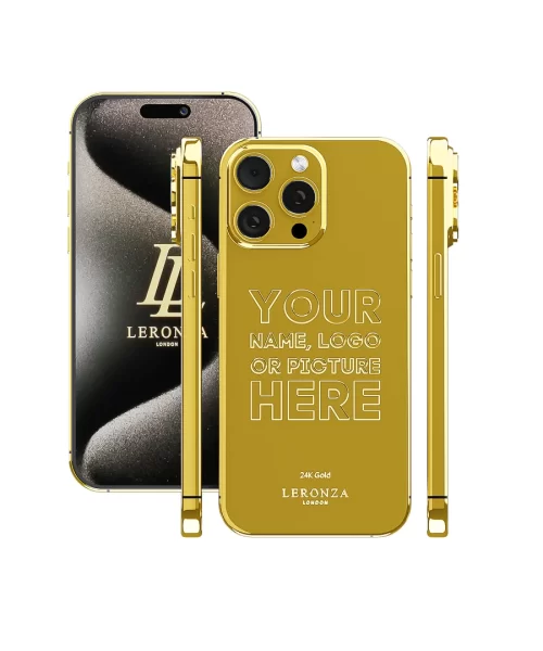 New Leronza Luxury Personalized 24k Gold iPhone 15 Pro Max Elite Edition with engraving